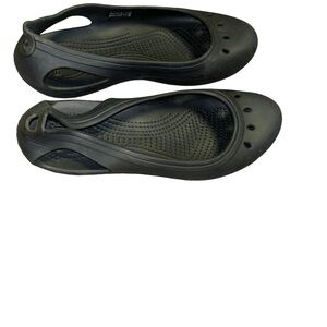 WOMEN crocs kadee black flats size 10 slip on shoes comfort